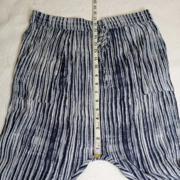 Free People Pants Striped Lightweight Drawstring Blue & White Size S Womens - Picture 11 of 13